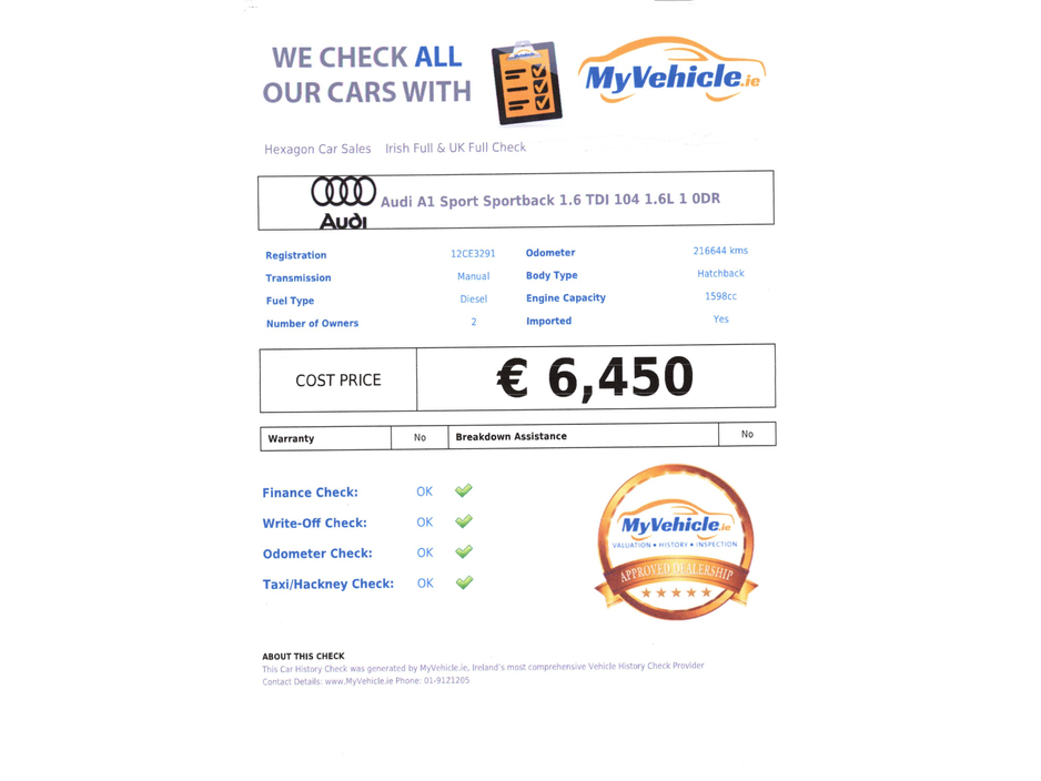 2012 Audi A1 1.6L Diesel For Sale Images