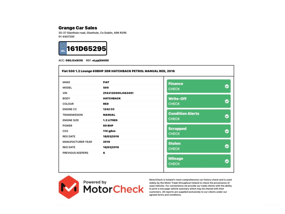 2016 Fiat 500 1.2L Petrol For Sale Images