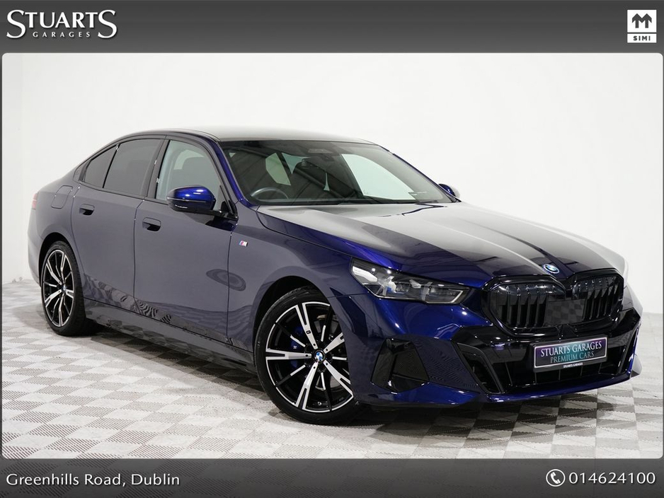 BMW 5 Series 2 X PACKS AND PANORAMIC GLASS ROOF: TECH PLUS PACK, COMFORT PACK AND 20” 938 STAR ALLOYS, TANZANITE BLUE METALLIC WITH BLACK VEGANZA INTERIOR