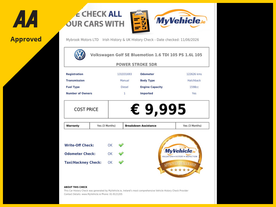 2013 Volkswagen Golf 1.6L Diesel For Sale Images