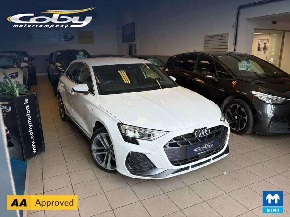 Audi A3 1.5 S-Line Black Edition 130Km Range204PS Stronic Hybrid 130km Charge Auto 5DR. Full Leather, New NCT, Alexa, Park Assist, Heated Seats, Parking Sensors, Mirror Link, Alloy Wheels, USBC and much more.