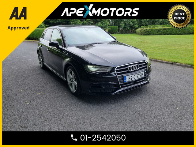 2015 AUDI A3 Sportback FINANCE ARRANGED * S-LINE * TOP-SPEC * LEATHER INTERIOR * NCT NOV-26 * STAMPED SERVICE HISTORY * AA APPROVED * 101 SAFETY CHECKLIST * AUTOMATIC (DSG) * IMMACULATE * HEATED SEATS * COLOUR REVERSE CAMER