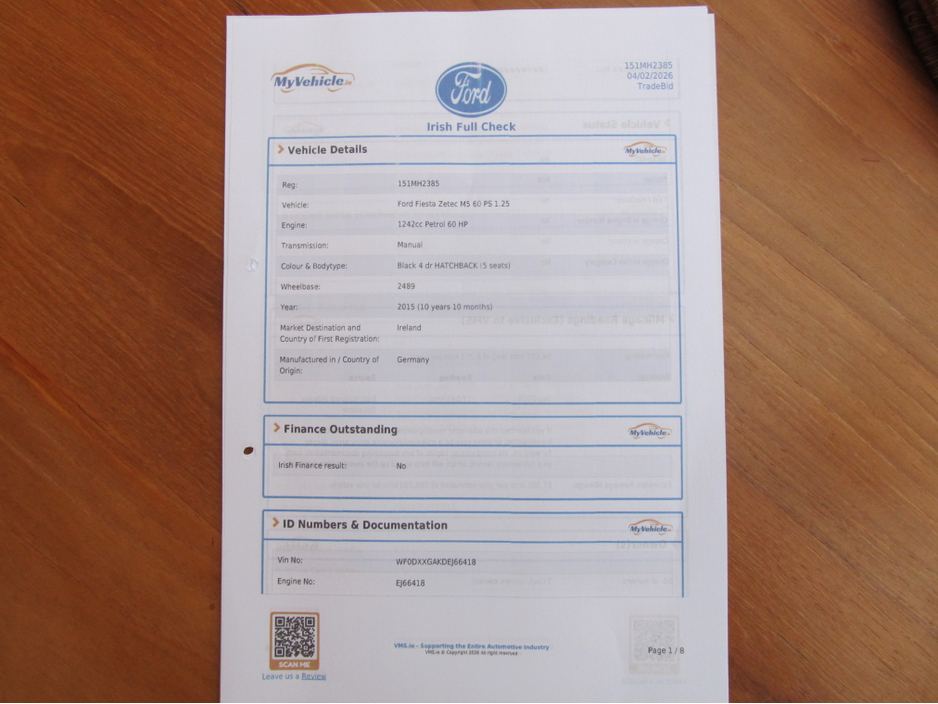 2015 Ford Fiesta 1.2L Petrol For Sale Images